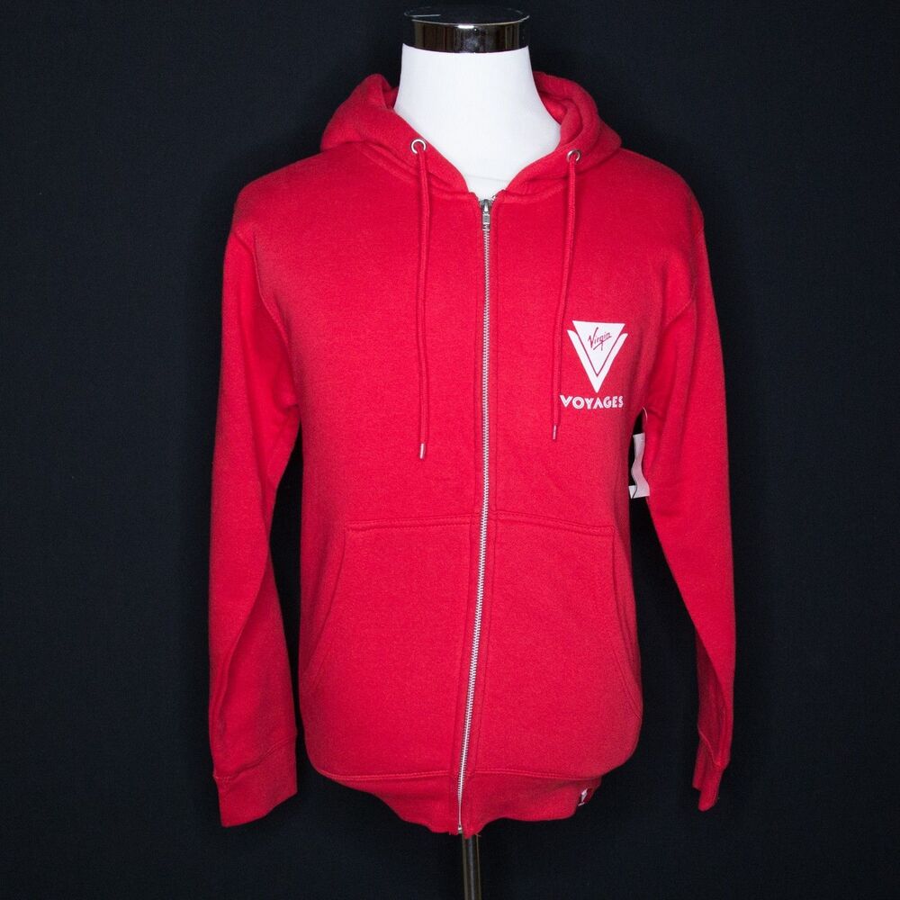 NWT Virgin Voyages Cruise Red Hoodie Full Zip Sweater Sz Small